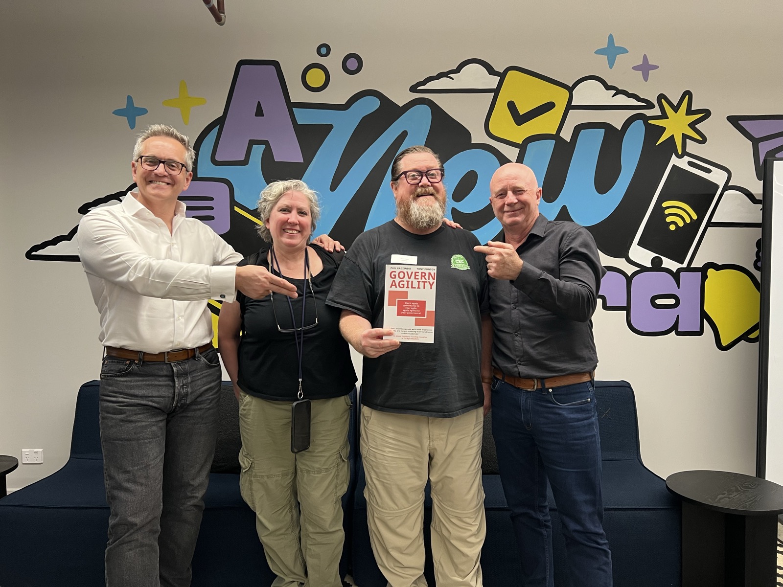 Alex and Sally with Tony Ponton and Phil Gadzinski at the Govern Agility book launch